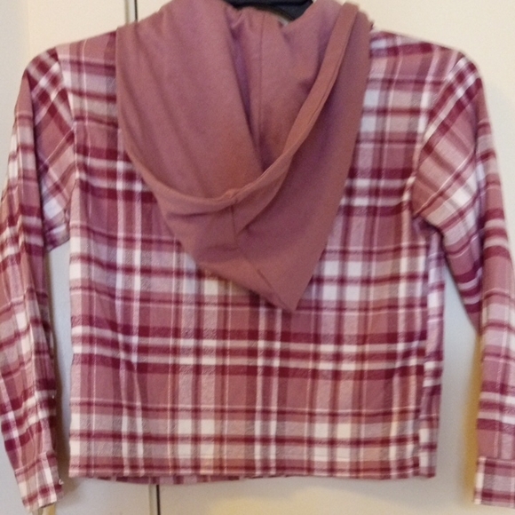 Brand New BEAUTEES Plaid Jacket Shirt with Removable Hood - Picture 3 of 4